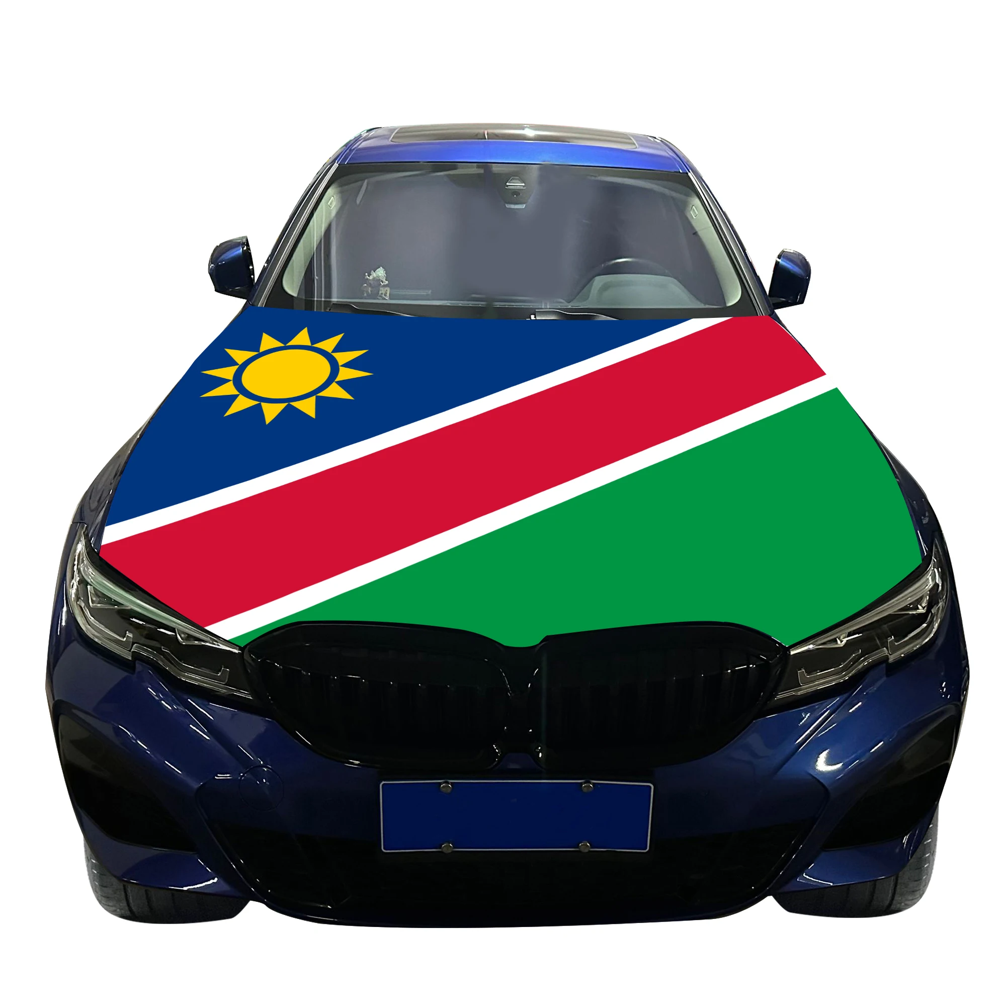 Namibia Car Hood Cover Flag  Universal Size Elastic Polyester 120x150cm for Car Decor