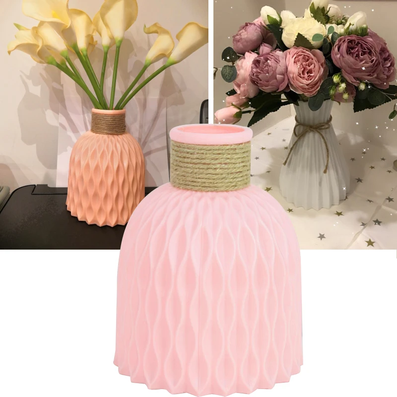 Flower Vase Home Garden Decoration White Imitation Ceramic Flowers Pot Basket Plastic Vase For Wedding Birthday