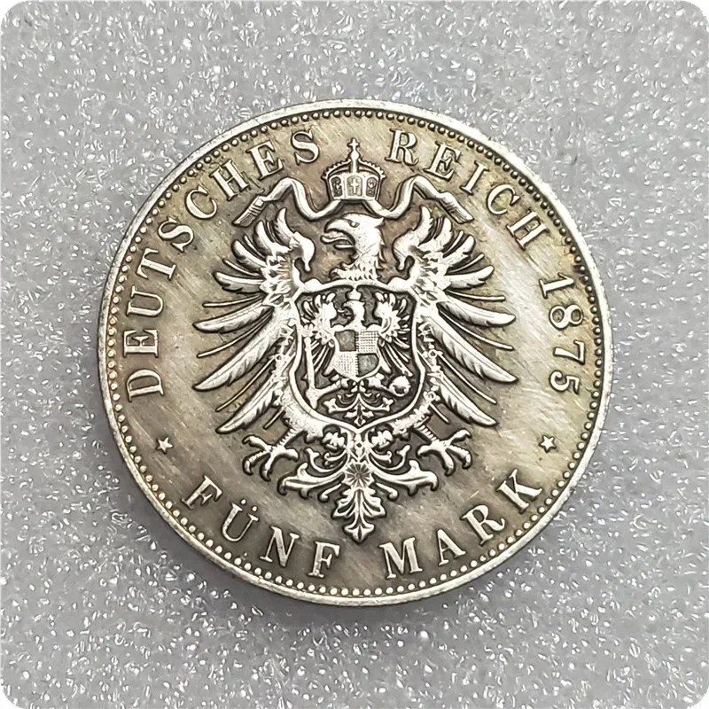 1875 A German states (Prussia)  5 Mark - Wilhelm I COPY COIN Challenge Pocket Coins Christmas Gifts