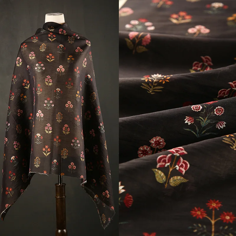 Digital Printing Floral Brocade Cotton Fabric Elegant Cheongsam Dress Clothing Handmade Sewing Fabric