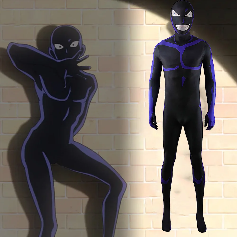 Anime Detective NPC Shadowman Cosplay Dark Man Jumpsuits Leotard Shinichi Kudo Conan Cosplay For Hallowmas Carnival Party Outfit