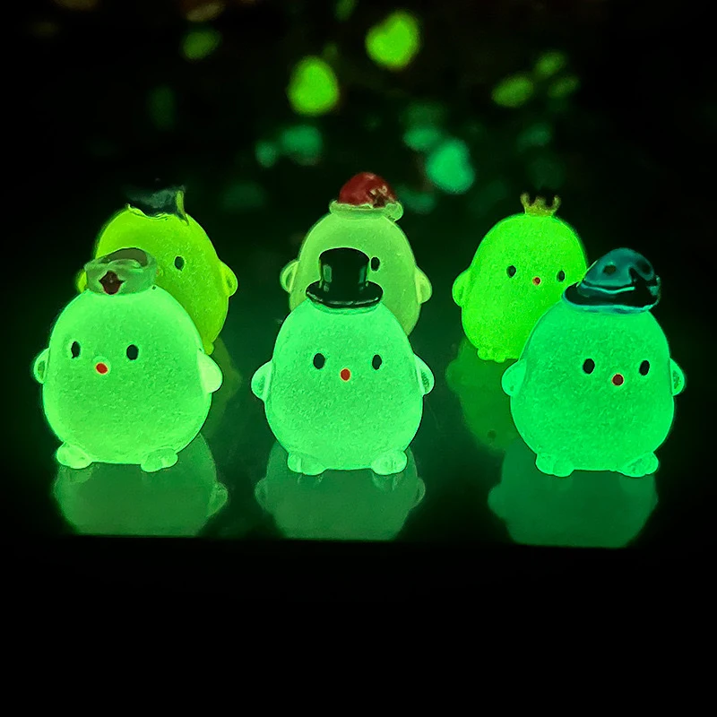 Mini Resin Luminous With Hat Chicken Decoration Car Dashboard Home Ornaments Accessories