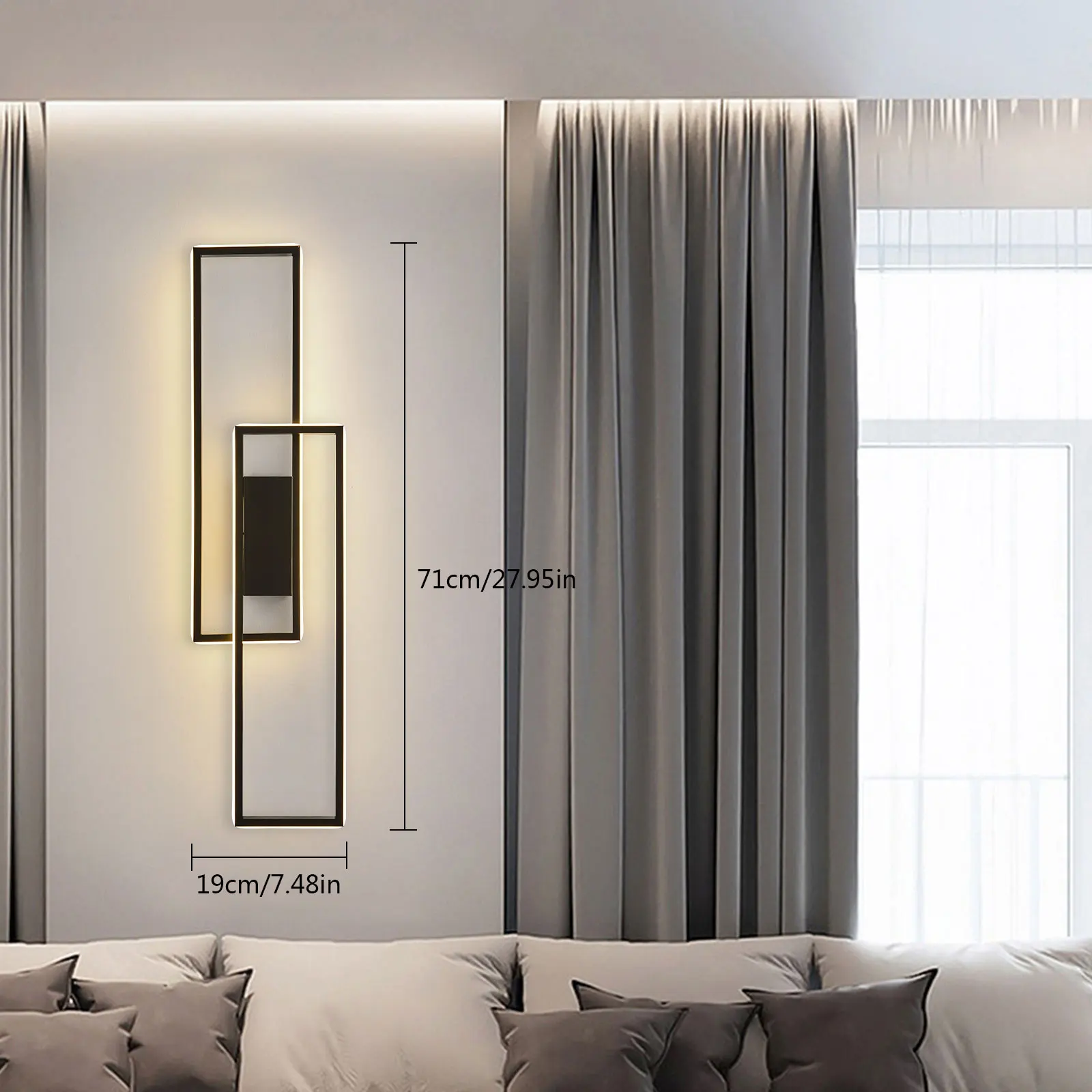 

Minimalist LED Rectangular Wall Light Modern Acrylic Dimmable Wall Light Indoor Lighting Fixture for Living Room Bedroom Hallway