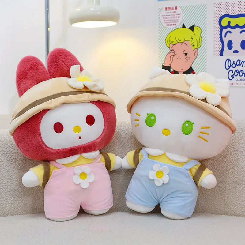 Lindo KUROMI Hello Kitty mochila de juguete de peluche encantador Animal relleno niños cumpleaños regalo de Navidad muñeco de peluche para niños tiempo de juego