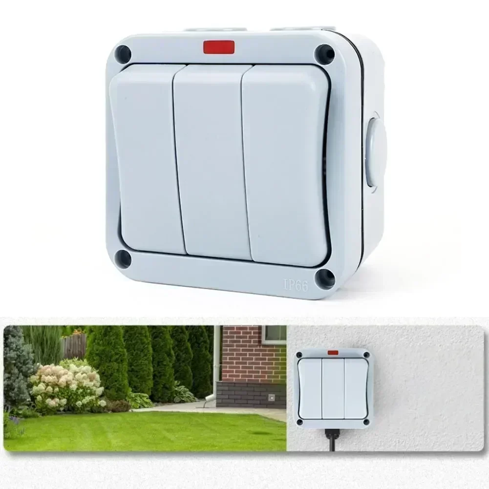 

IP66 Водонепроницаемый наружный электрический переключатель для управления тремя устройствами, подходящий для садовых террасов и гаражей