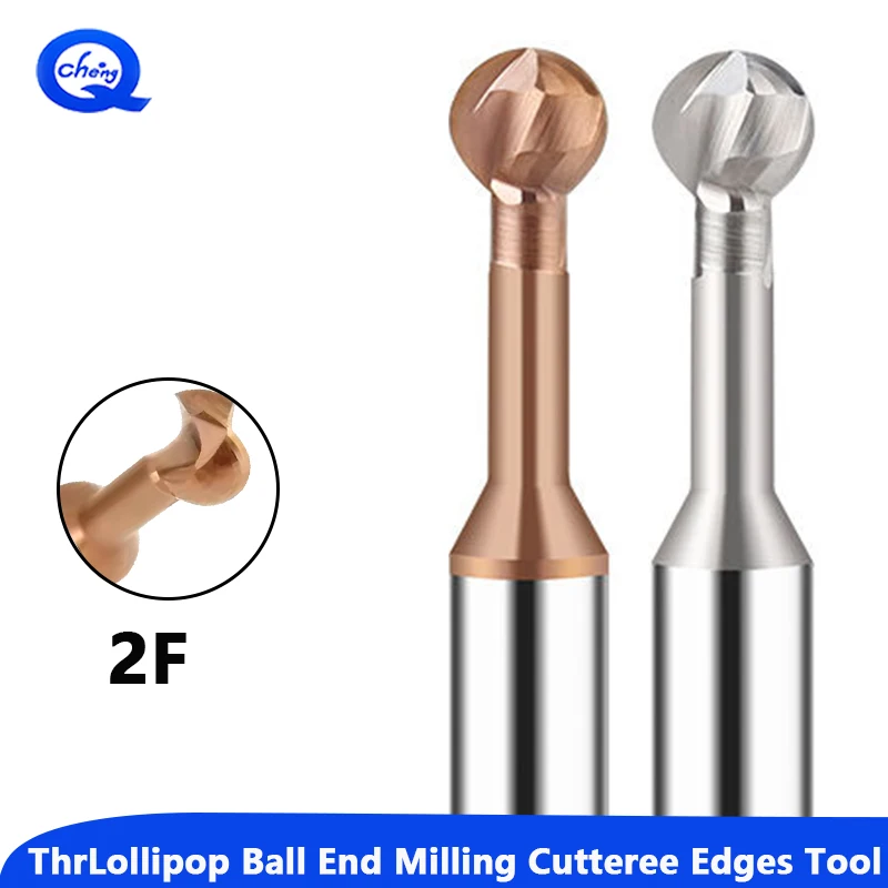 Pemotong Penggilingan Lengkungan Berbentuk T Bola 3D Pabrik Akhir Lollipop R0,5 R0,75 12345678 R9 R10 Slot Bola Karbida Padat CNC untuk Baja Aluminium