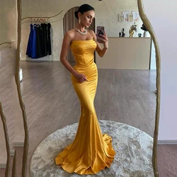 Thinyfull Sexy Mermaid Prom Evening Dresses Saudi Arabia Strapless Satin Party Dress Women Night Cocktail Prom Gowns Plus Size