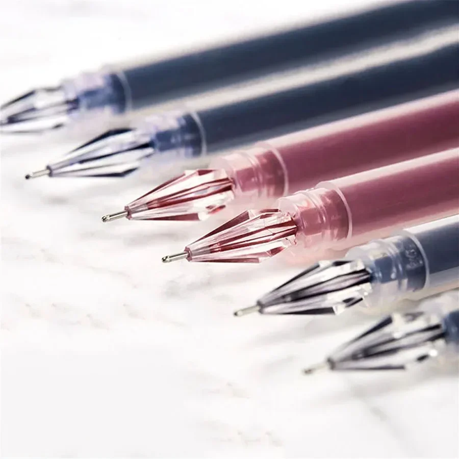 

12pcs/mix Diamond Tip Gel Pen, Fine 0.38mm Large-capacity Black/Blue/Red Ink Refill Exam School Office Supplies Stationery
