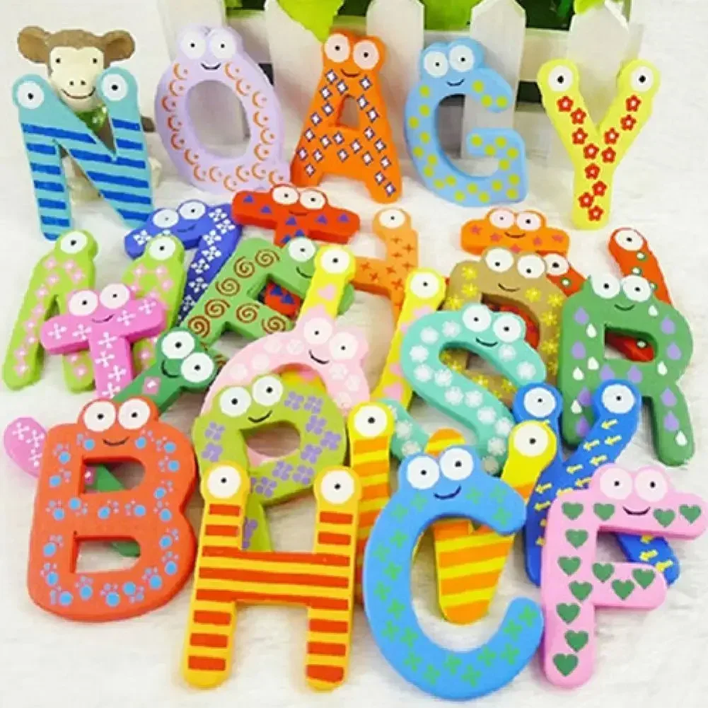 26 Alphabet Magnetic Letters A-Z Wooden Fridge Magnets Home Living Room Decoration Children Toys Gifts Home Teaching Aids