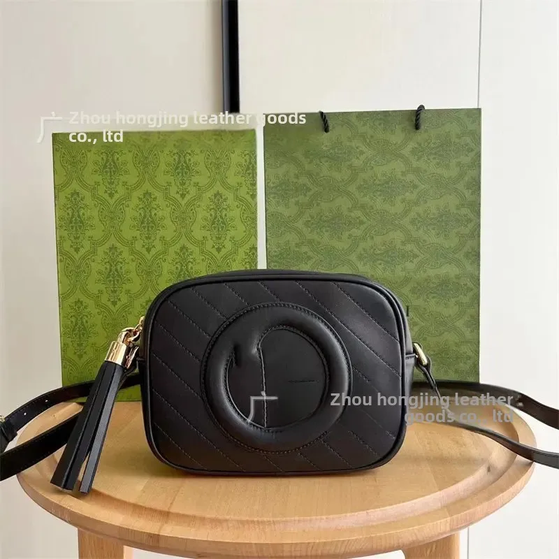 Authentic Leather Double G Camera Bag Blondie Fashion Shoulder Crossbody Small Square Women's Handbag with Tag And Zipper