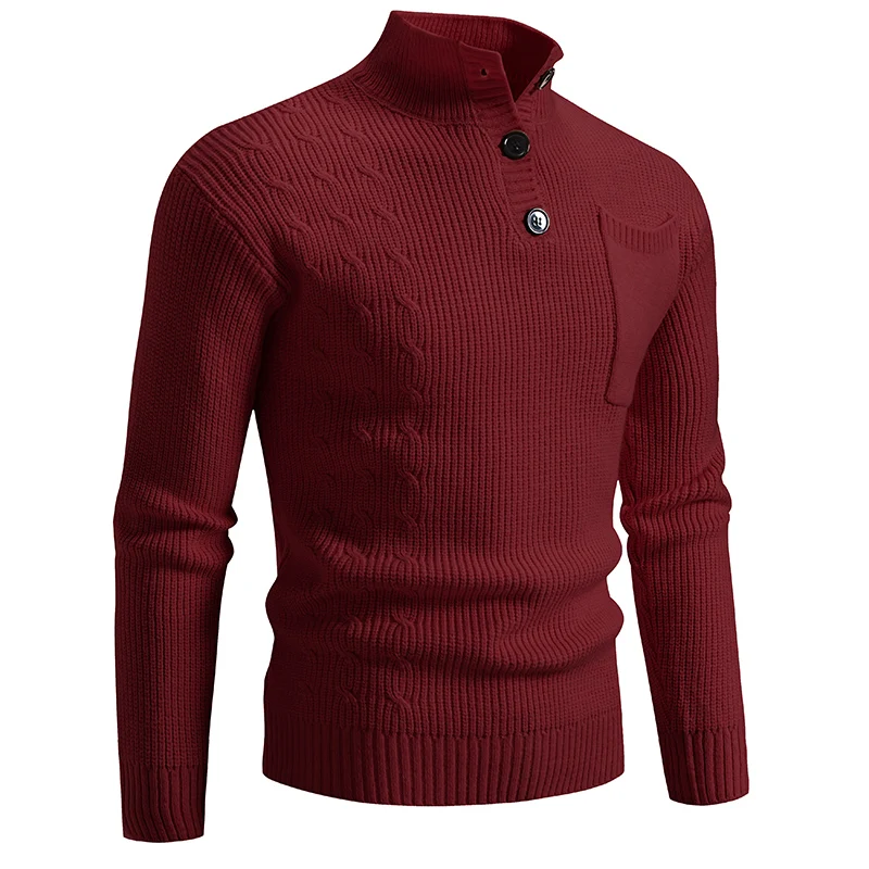 Suéter Vintage para hombre, jerséis cálidos de diseñador con botones originales, Jersey para hombre 2025, ropa de otoño sólida de lujo