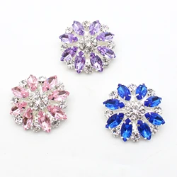 Metal Decorative Accessories 2Pcs/Batch 38mm Acrylic Rhinestone Buttons DIY Hand Sewn Crystal Decorative Accessories