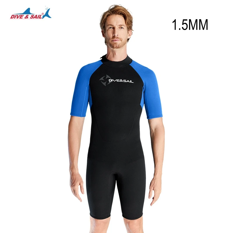 1.5MM Neoprene Men Women One Piece Short Sleeve Surfing Diving Suit Scuba Keep Warm Spearfishing UnderWater Hunting Swim WetSuit