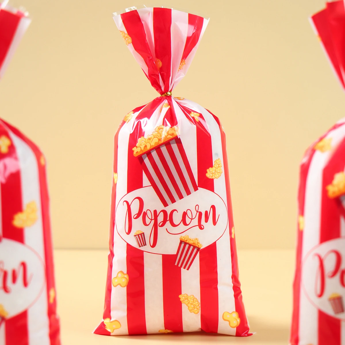 Red White Stripe Candy Bags Cookie Snacks Bags Popcorn Treat Bags for Circus Carnival Birthday Party Favor Baby Shower Decor