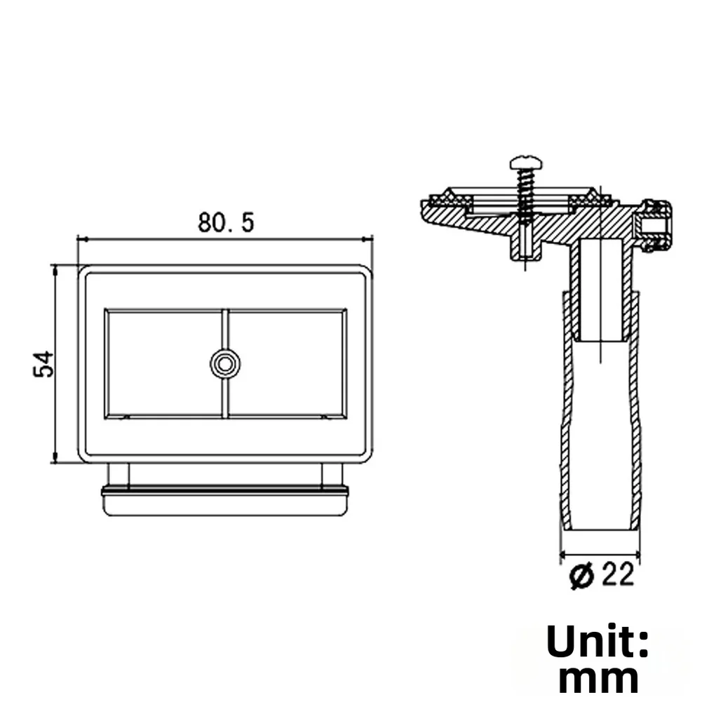 Overflow Head for Kitchen Sink Square Style Fits 21mm Overflow Pipe 250mm Pipe Length PP Material Construction