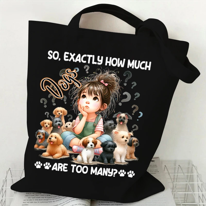 Funny Anime Dogs Lover Canvas Tote Bag for Women 