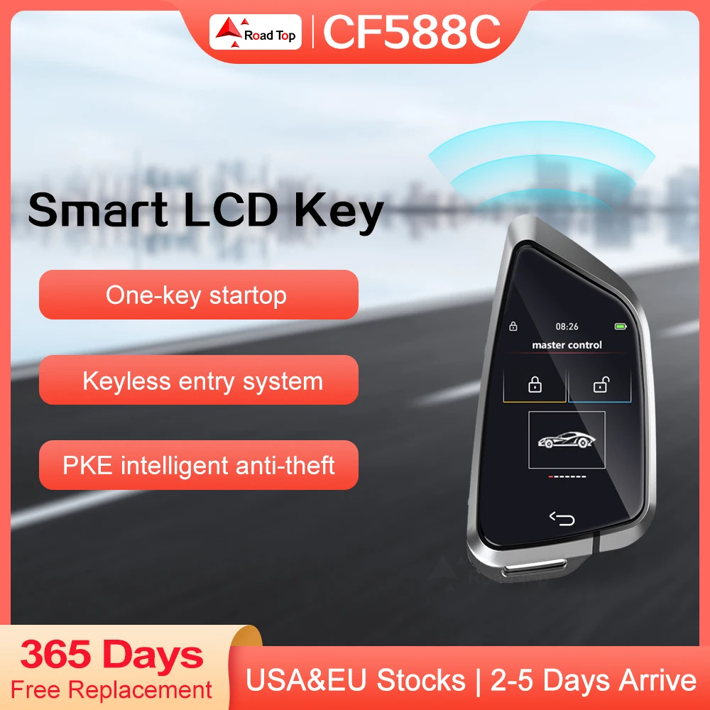 CF588C หน้าจอ lcd กุญแจรถยนต์อัจฉริยะระยะไกลแบบสากลสำหรับ bmw/audi/ford/toyota/kia/hyundai