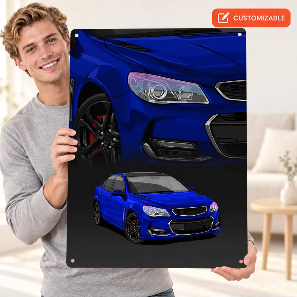 Australian Blue VFII Commodore Car Aluminum Poster Personalized Metal Sign Comic Style Wall Art For Man Cave Motoring Fan Gift