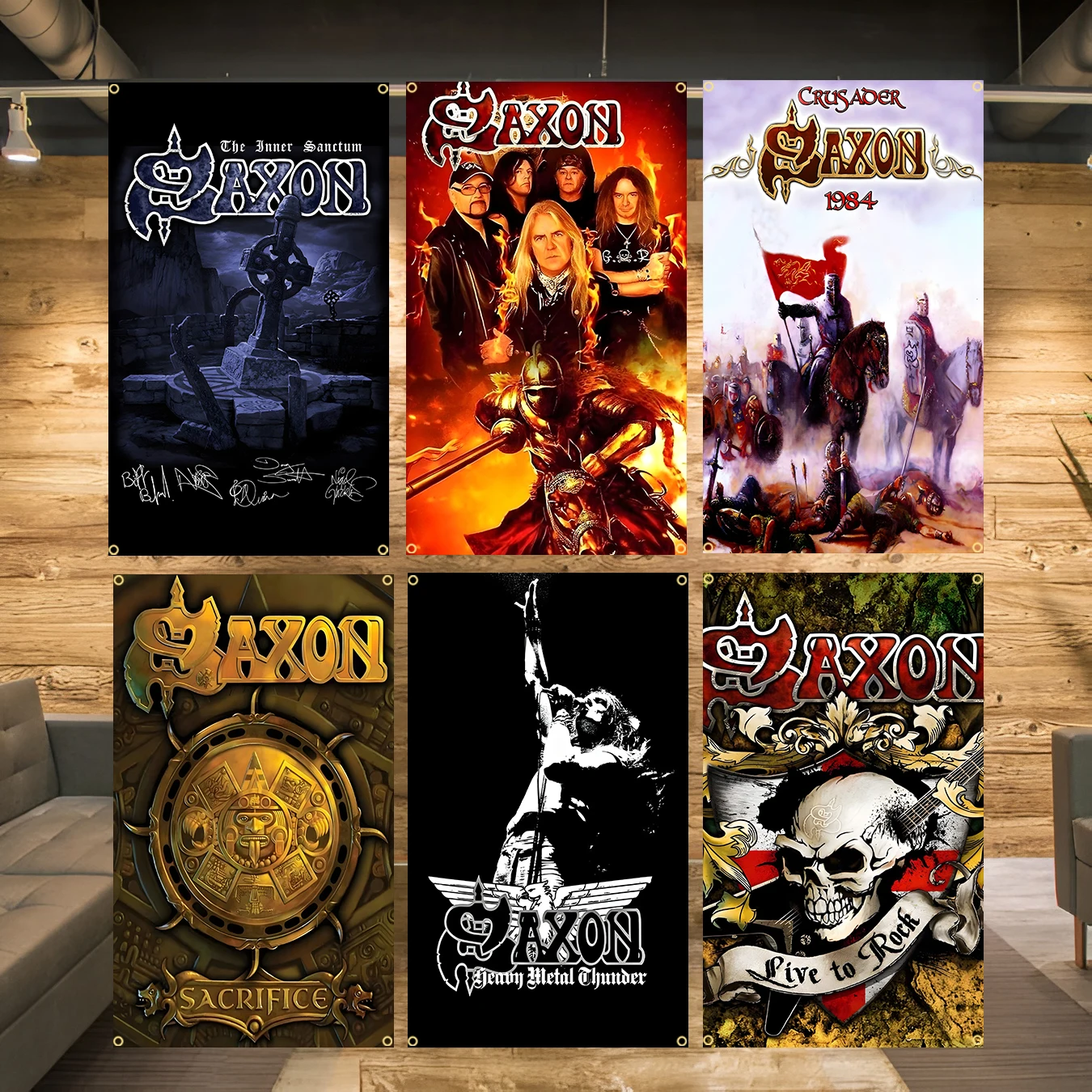 3x5Ft 90x150cm S-Saxons Heavy Rock Band Flag Polyester Digital Printing Banner for Bedroom Wall Art Out Door Tapestry