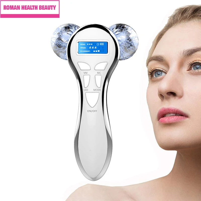 

4D Microcurrent Facial Massager Roller USB Rechargeable Face Lift Beauty Roller Body Massage for Anti Aging Wrinkles Face Slim