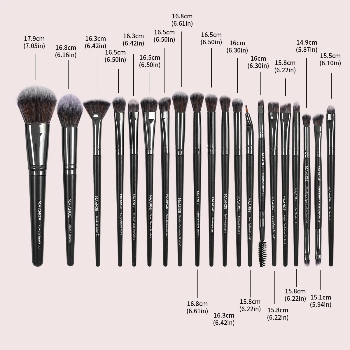 MAANGE 20PCS Makeup Brushes Set with Box Foundation Powder Eyeshadow Blending Eyelash Lip Portable Brush Tools Kit for Make up