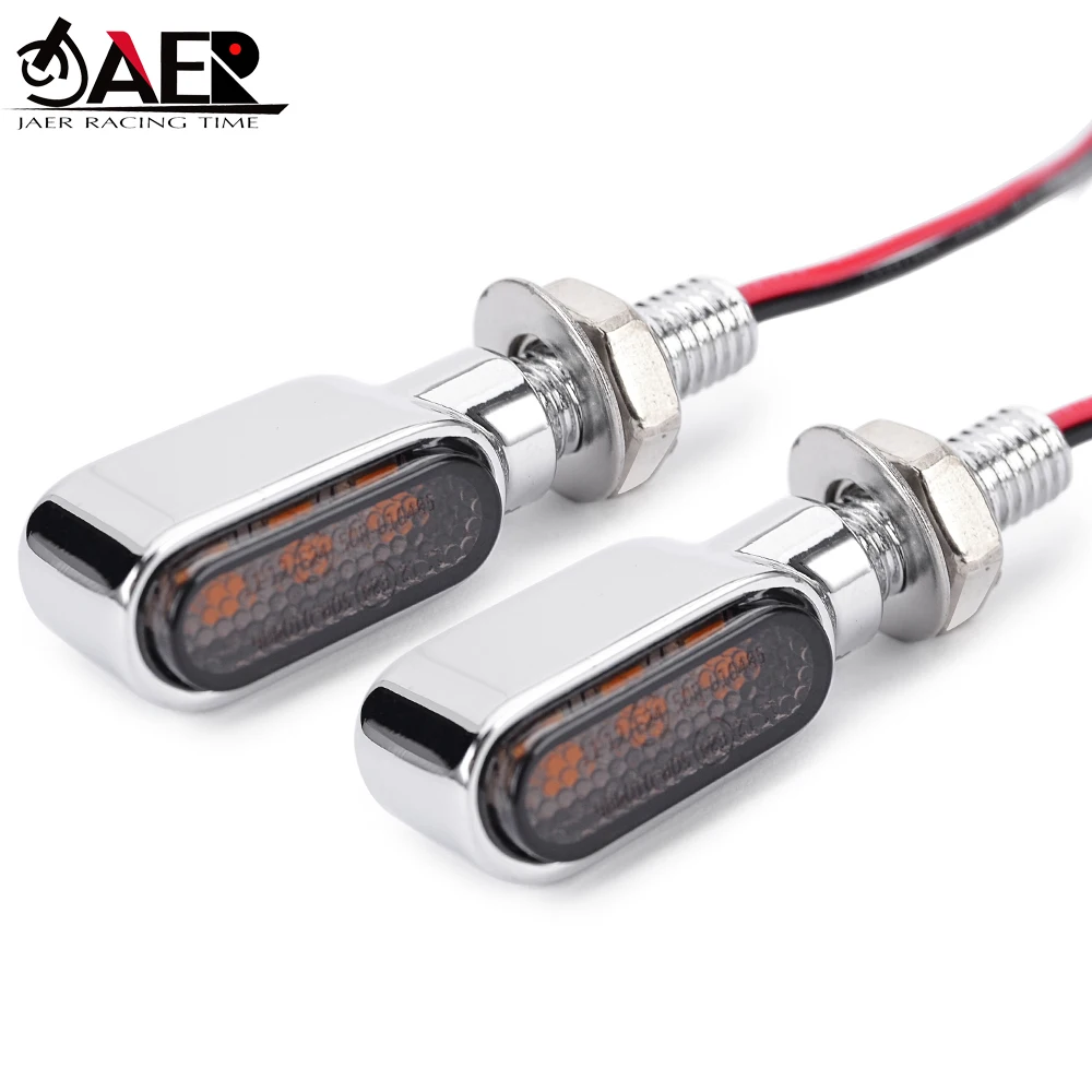 Mini intermitente cromado para motocicleta, luces LED de señal de giro para accesorios de motocicleta Cafe Racer con aprobación E24 Emark, 2 uds.