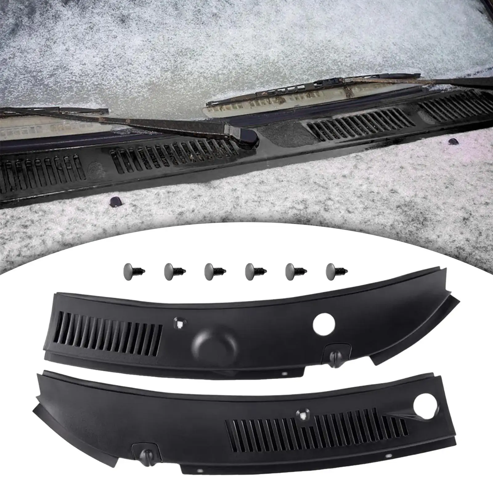 

2 Pieces Wiper Cowl Grille 3R3Z6302228AAA Assembly Left Right Easy Installation Windshield Wiper Cowl Vent Grille Panel Hood