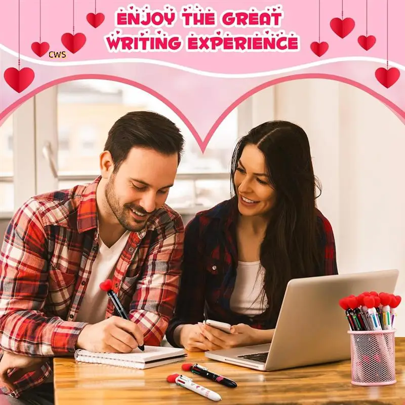 Valentine's Day Heart Shape Pens Bulk, Retractable Ballpoint Pens For Valentine's Day Adults Women Nurse Wedding