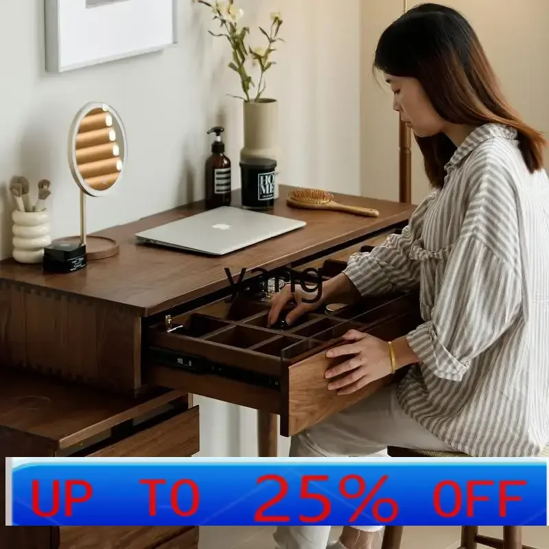

LMMall solid wood cosmetic table log retractable bedside table dresser integrated cabinet