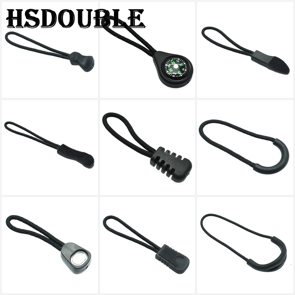 10 Pcs/Pack Zipper Pulls Cord Ends Strap Lariat Black For Apparel Accessories