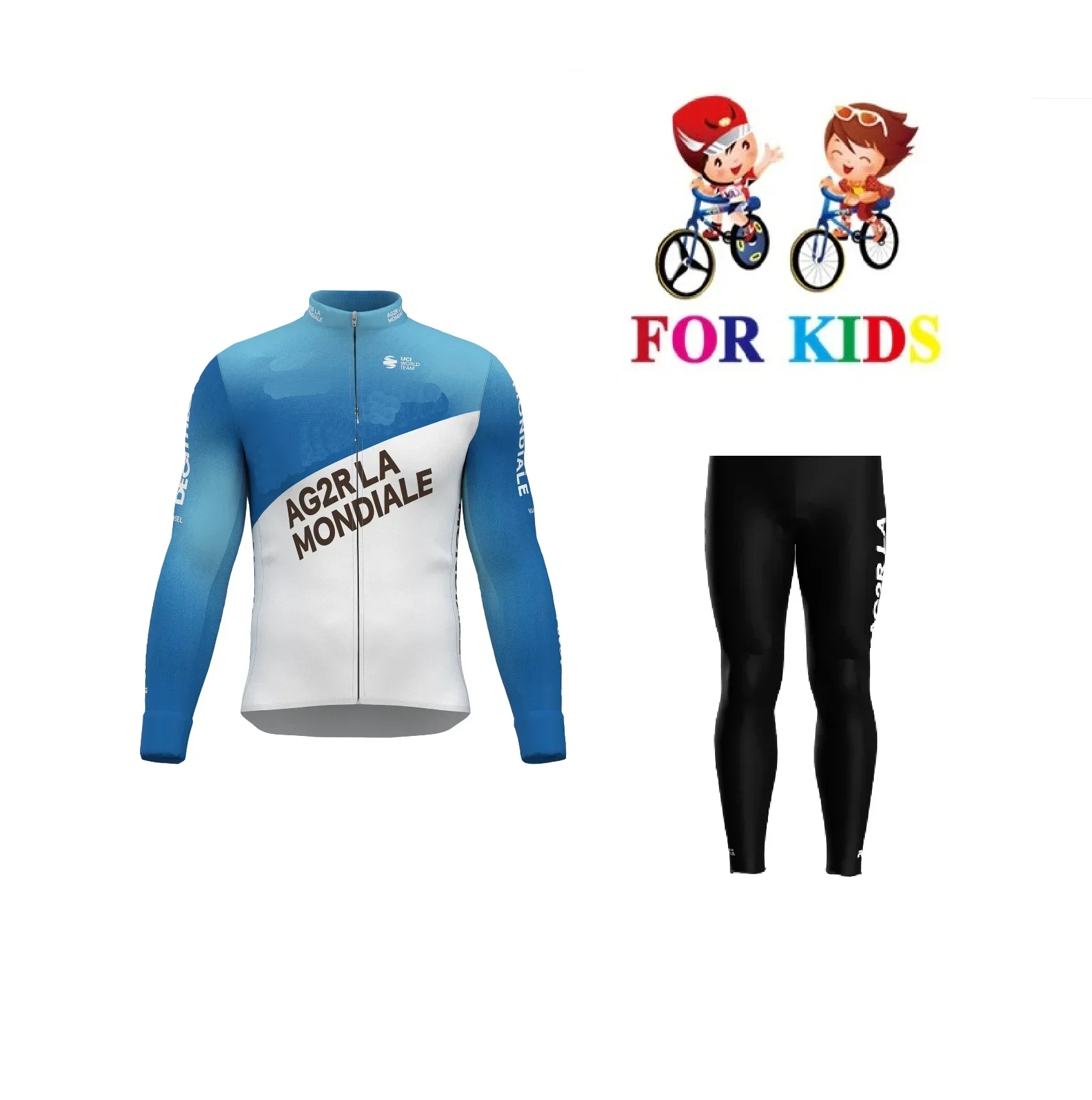 SPRING SUMMER KID'S 2024 AG2R TEAM Children Long Sleeve Cycling Jersey  Bicycle Clothing With PANTS Ropa Ciclismo