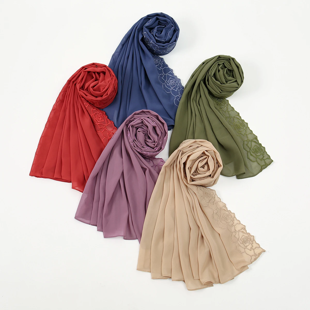 Bufanda Hijab de gasa bordada de lujo para mujer, hiyabs musulmanes, Mantón largo a la moda, bufanda larga, turbante islámico, pañuelo para la cabeza