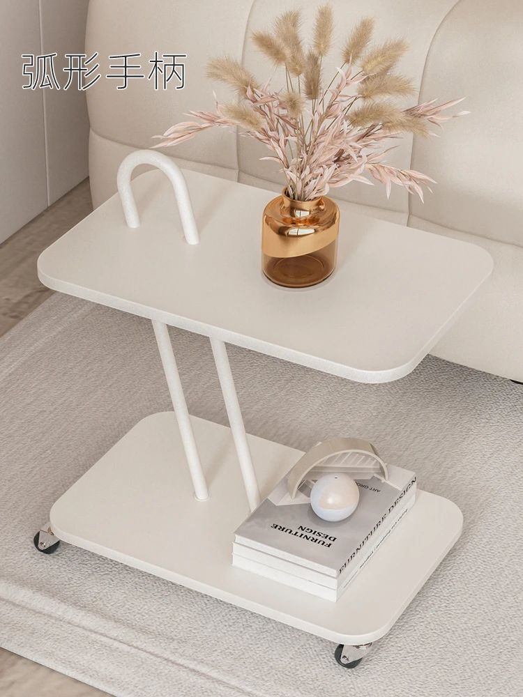 ZZYY Creative Modern Small Square Table Sofa Side Table Bedroom Bedside Small Table with Wheels