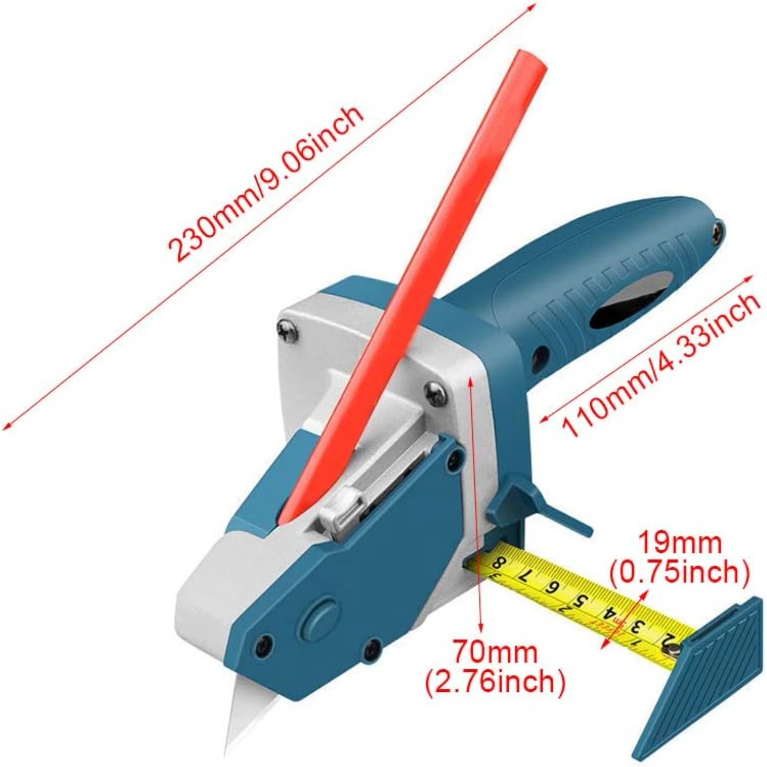 Efficient and versatile alloy gypsum board cutter - Guaranteed precise and convenient cutting with integrated measuring tape - E