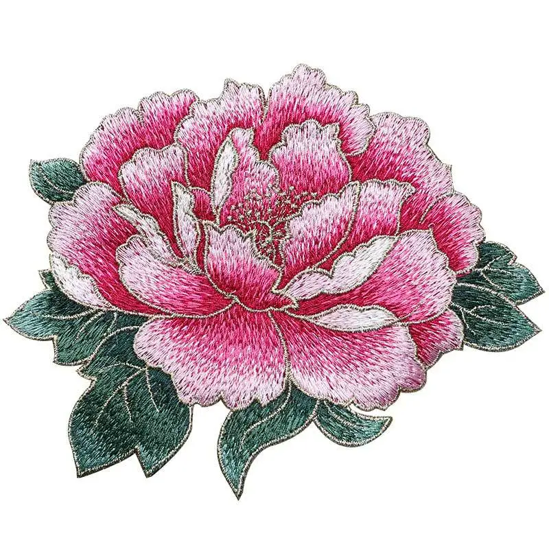 Chinese Style Peony Embroidery Sew on Patches for Cheongsam Decorative Applique, Big Size, 6 Colors Optional