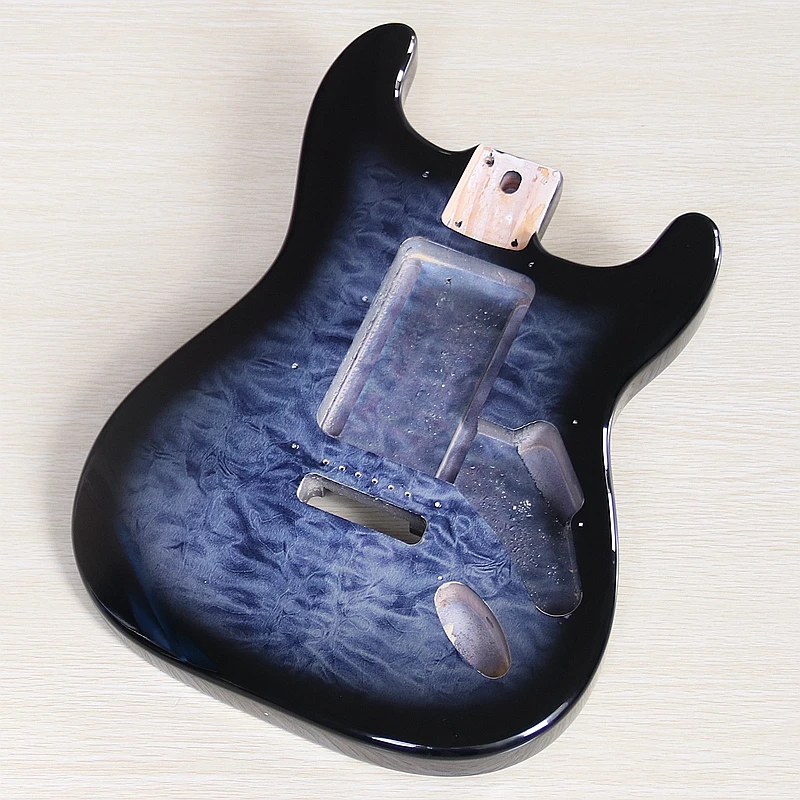 Poplar Wood 6 String Electric Guitar Body Printed Quilted Maple Grain Multi‑Routing Compatible 5.6cm Heel High Glossy for DIY