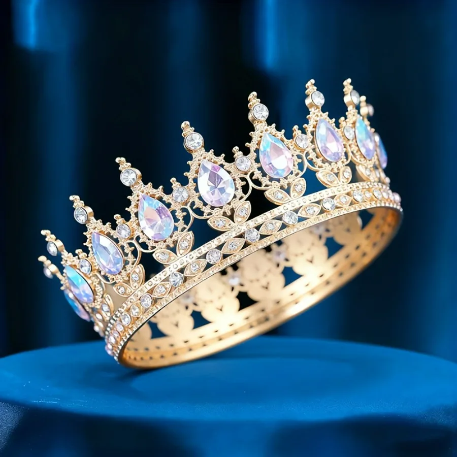 Luxuriöse Diamant-Kristall-Brautkrone für Geburtstag und Hochzeit, Exquisite Elegante Damen-Dekorationskrone, Kopfschmuck, Tortendekoration – Detail 11