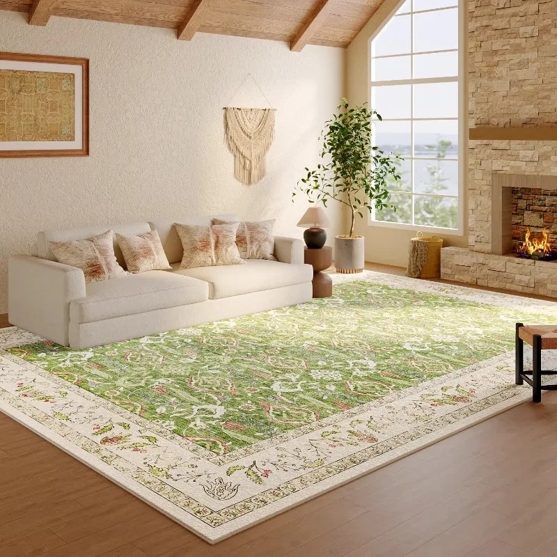 Green Moroccan Style Living Room Carpet Large Area Sofa Rug Coffee Table Study Bedroom Bedside Non-slip Soft Floor Mat Alfombra