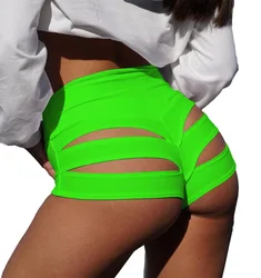 Women Fashion Pure Color Pole Shorts Booty Shorts Cut Out Panties Dance Wear Elastic Waist Casual Yoga Short Pants Legging Panty