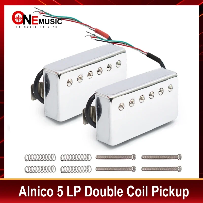 Alnico 5 Humbucker Guitar Pickup 4 Coil Cable 7.5k/15k Coil Splitting Alnico V Pickup for LP Guitar Chrome