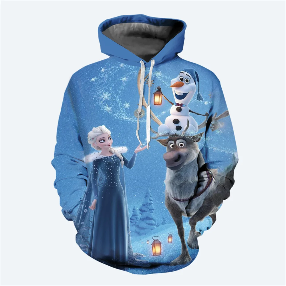 Felpa con cappuccio per ragazza Frozen di nuovo stile Anime Maglione con motivo Elsa stampato in 3D Felpa con cappuccio per bambini da strada alla moda stile casual classico