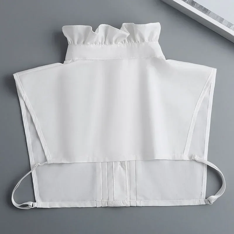 النساء الكشكشة الوقوف وهمية طوق نصف قميص الدانتيل انفصال الياقات الرقبة الديكور الإناث بلوزة بلايز طوق كاذبة #3