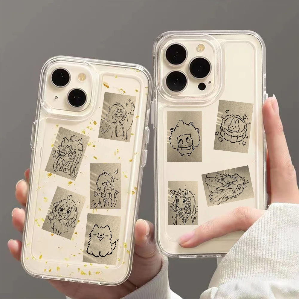 64 قطعة Q-نسخة رسم بسيط ملصقات الكتابة على الجدران الإبداعية سجل القصاصات الهاتف الغيتار سكيت دراجة جدار سطح المكتب الديكور