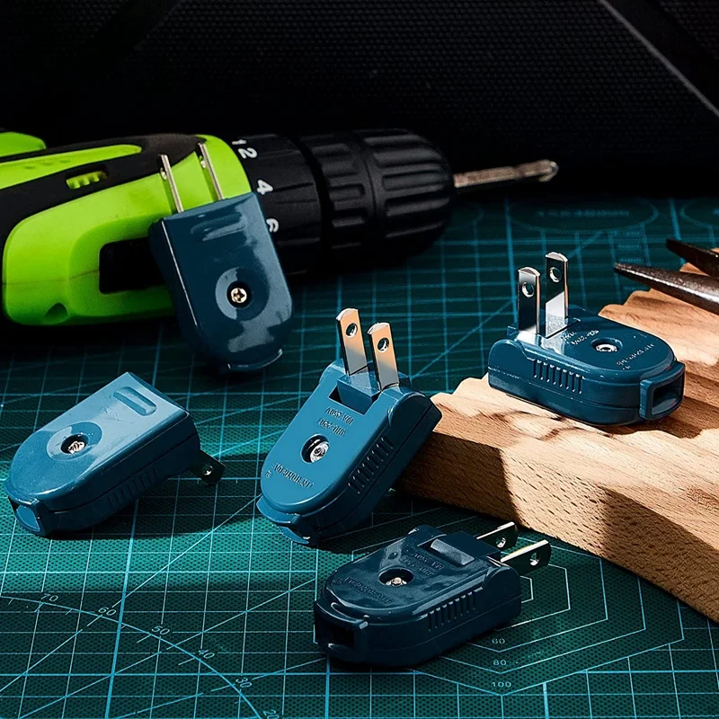 7 PCS Extension Cord Plug Replacement 2 Prong Polarized Electric Plug Rotatable Electrical Plug Extension Cord US Plug