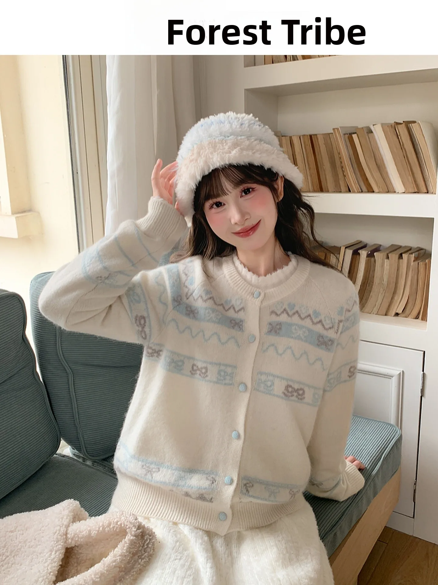 

Loose Women's Open Cardigan Sweater Soft Woolen Knitwear Color Block Tassel Winter Fashion Sweet Style round Neck Long Sleeve