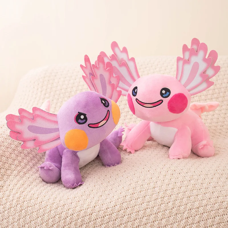 Juguetes de peluche Kawaii Axolotl para niños, Linda Animal de peluche de salamandra, muñeca de Anime colorida azul y rosa, regalo de Navidad y cumpleaños, 25cm