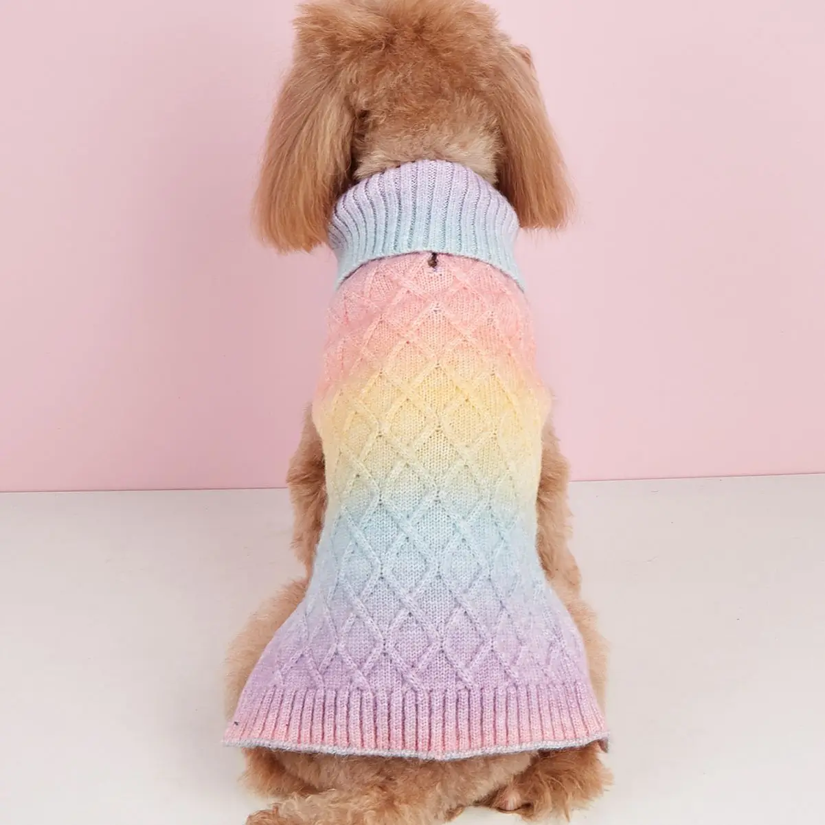 2023 New Rainbow Colorful Dog Clothes Knitted Pets Dogs Clothing Chihuahua Puppy Pet Clothes for Small Medium Dog Coat Sweater