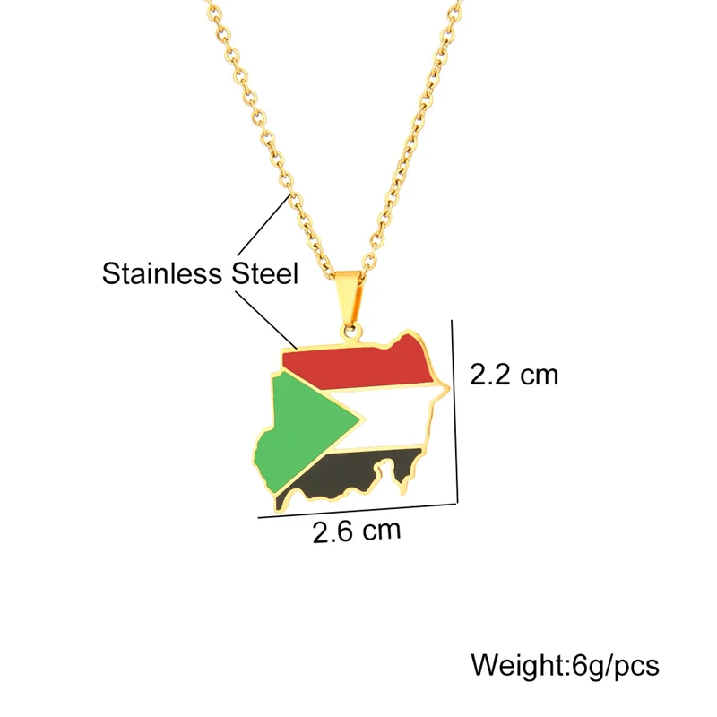 The Republic of South Sudan Map Flag Pendant Necklaces Silver Color/Gold Color Enamel Jewelry South Sudanese Maps Ethnic Gifts