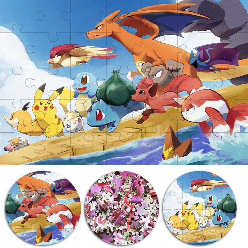 Pikachu Pokemon Jigsaw Puzzles 35/300/500/1000 Pieces Jigsaw Pokemon Educational Decompressing Diy Large Puzzle Game Toys Gift