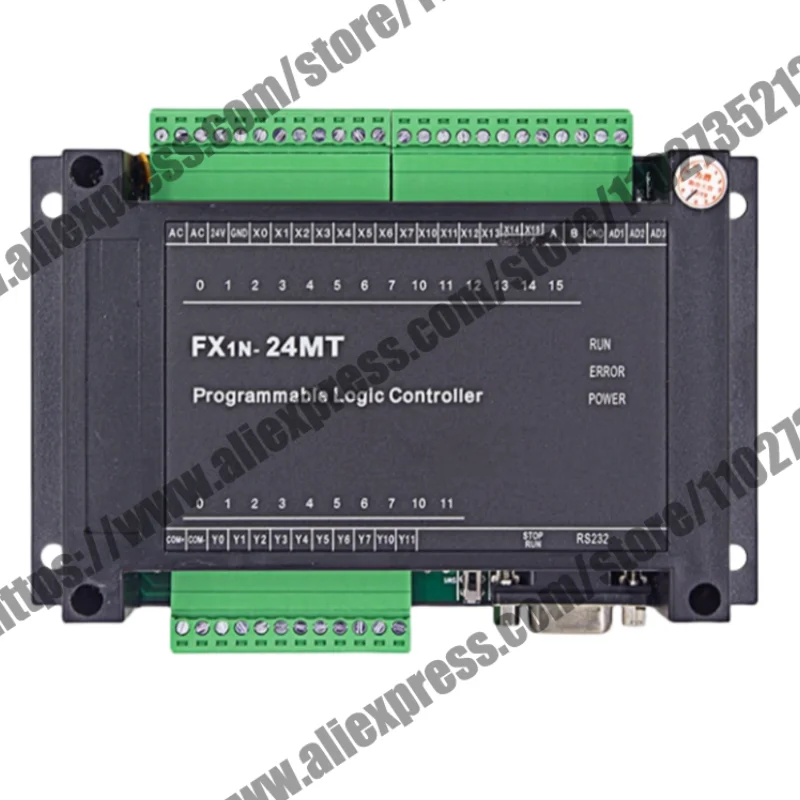 FX1N-24MT WS1N 24VDC Or 220VAC PLC Industrial Automation Board Guide Rail Install Input 14 Output 10 Real Time Clock